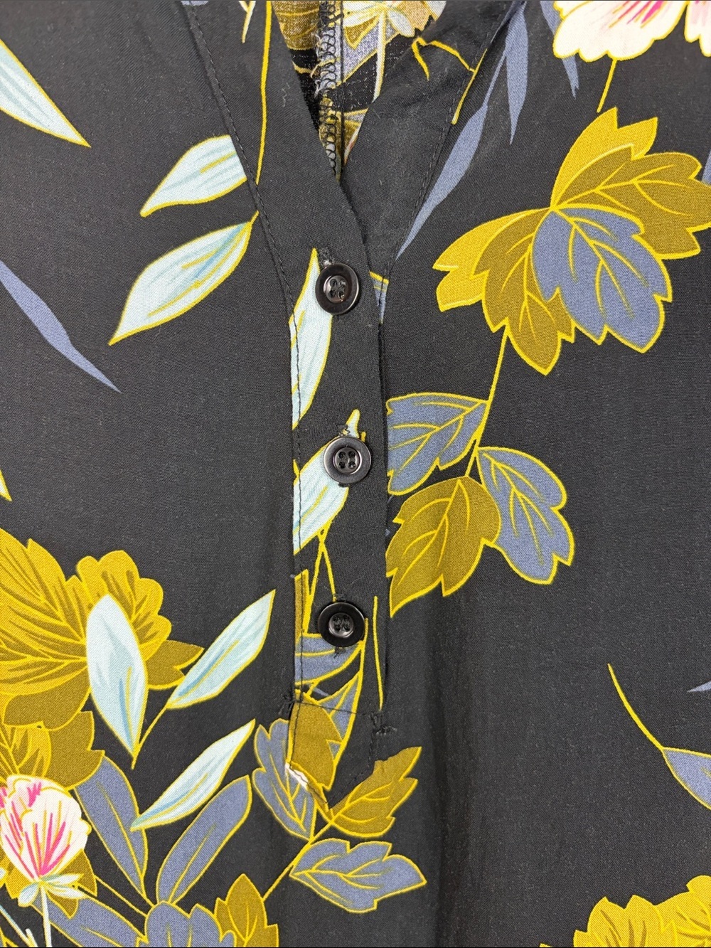 Papillon Floral Sleeveless Tunic Dress XS Black Viscose Pocket Top - Picture 8 of 13